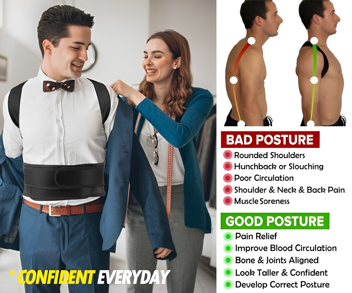 Adjustable Back Brace Straightener for Upper – Lower Back Pain Relief Men&Women