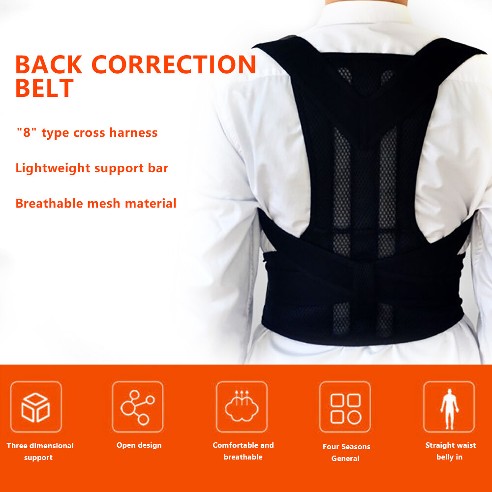 Posture Corrector Adjustable Low Back Support Shoulder Brace Belt Gym