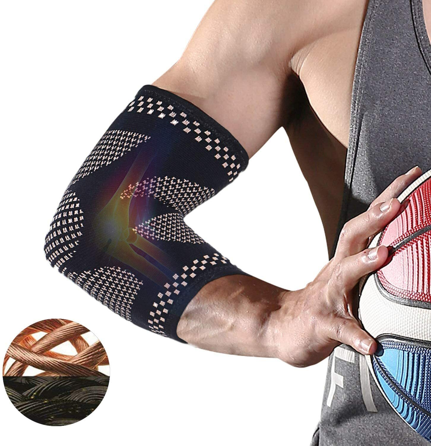 Elbow Support Brace Copper Compression Sleeve for Joint Arthritis Pain Relief US