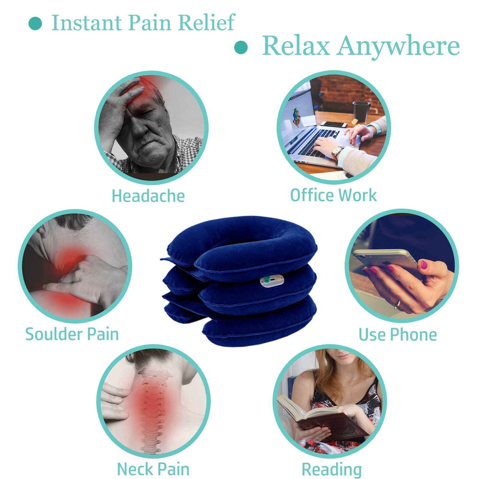 S Electric Pump Cervical Neck Traction Device for Neck Pain Relief, OneClickt…