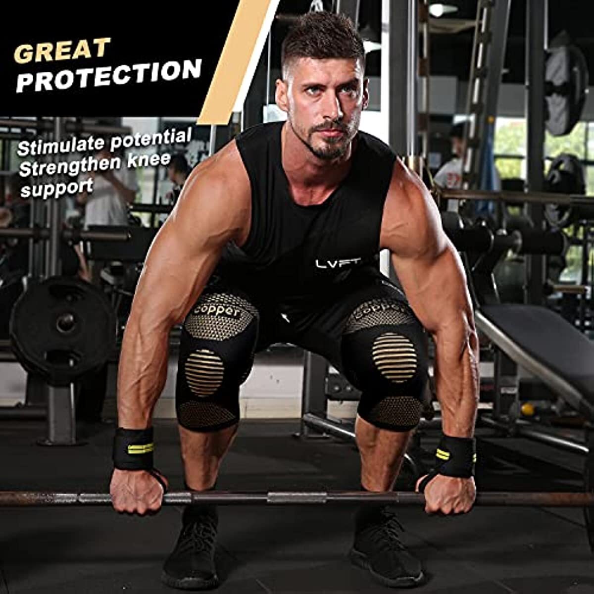 Copper Knee Sleeve Compression Brace Sport Workout Arthritis Pain Relief Support