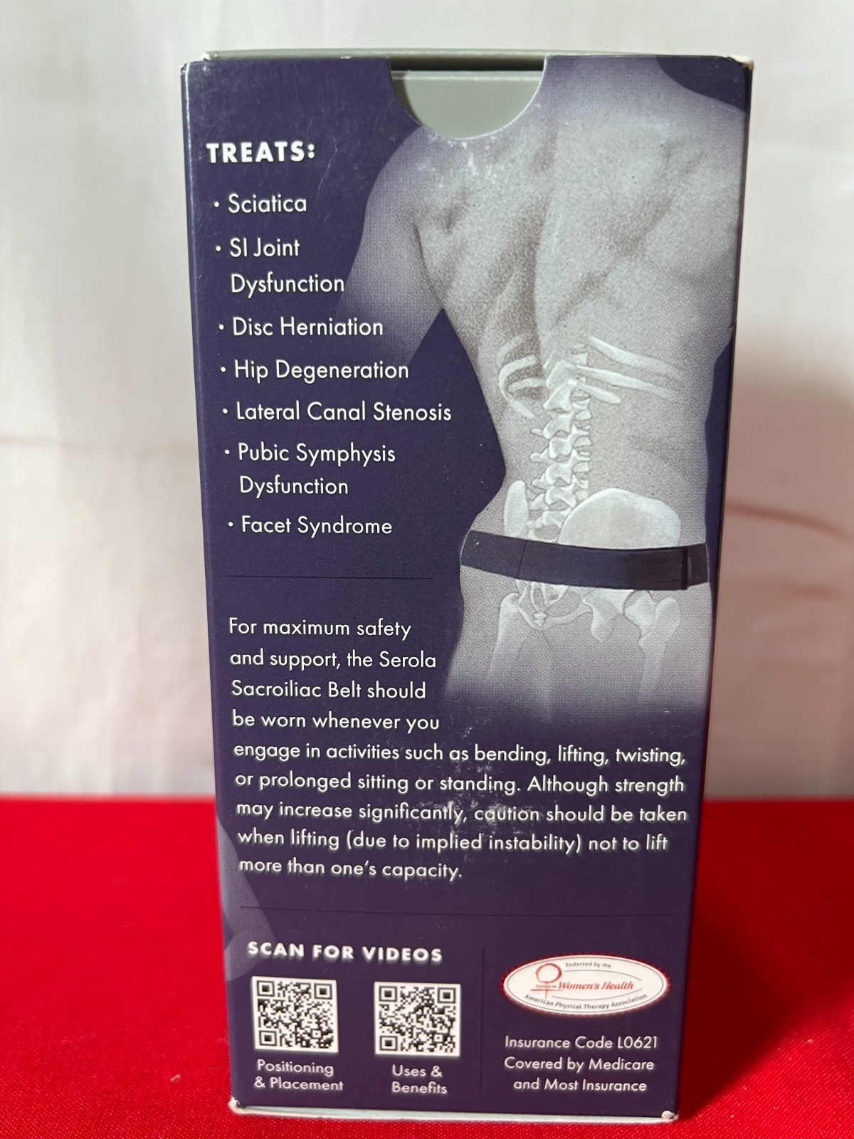 Serola Biomechanics Sacroiliac Belt Large 40″-46″ Hip Back Support USA Brand New