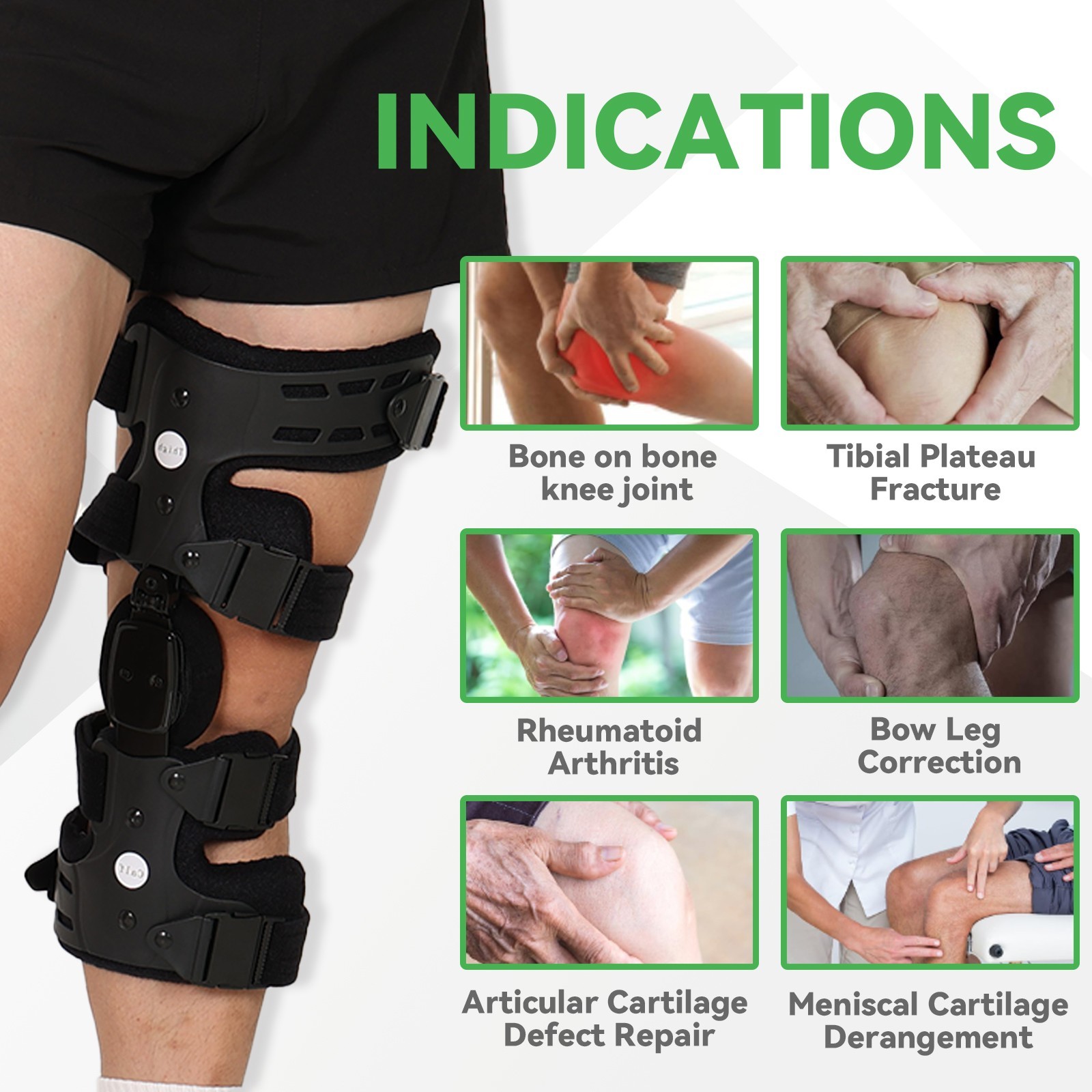  Lateral Unloader Knee Brace for Osteoarthritis & Bone on Bone Pain,Adjustable