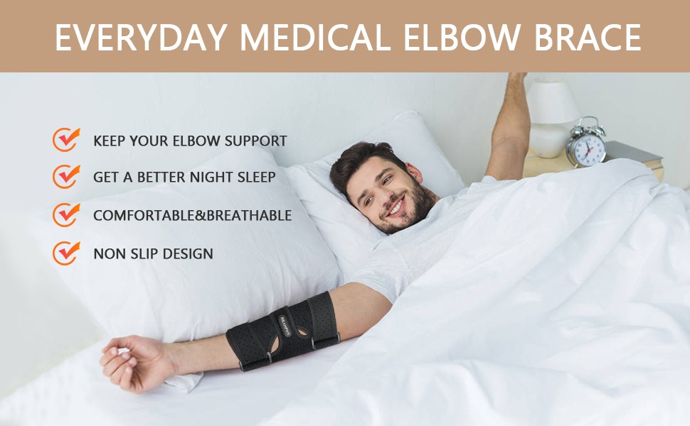 Reamphy Elbow Brace, Adjustable Elbow Splint for Tendonitis, Tennis Elbow