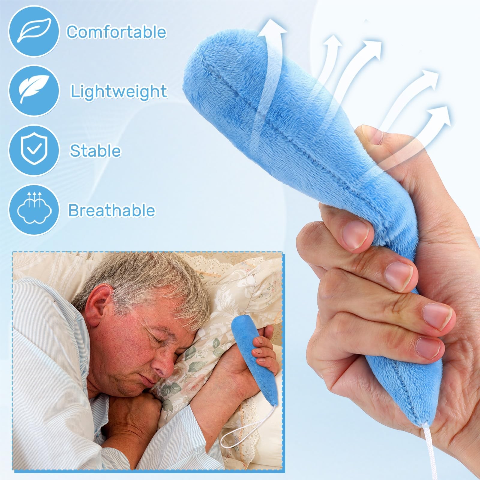 Palm Protector Hand Carrot Shape Finger Contracture Cushion Support Blue 2 PCS