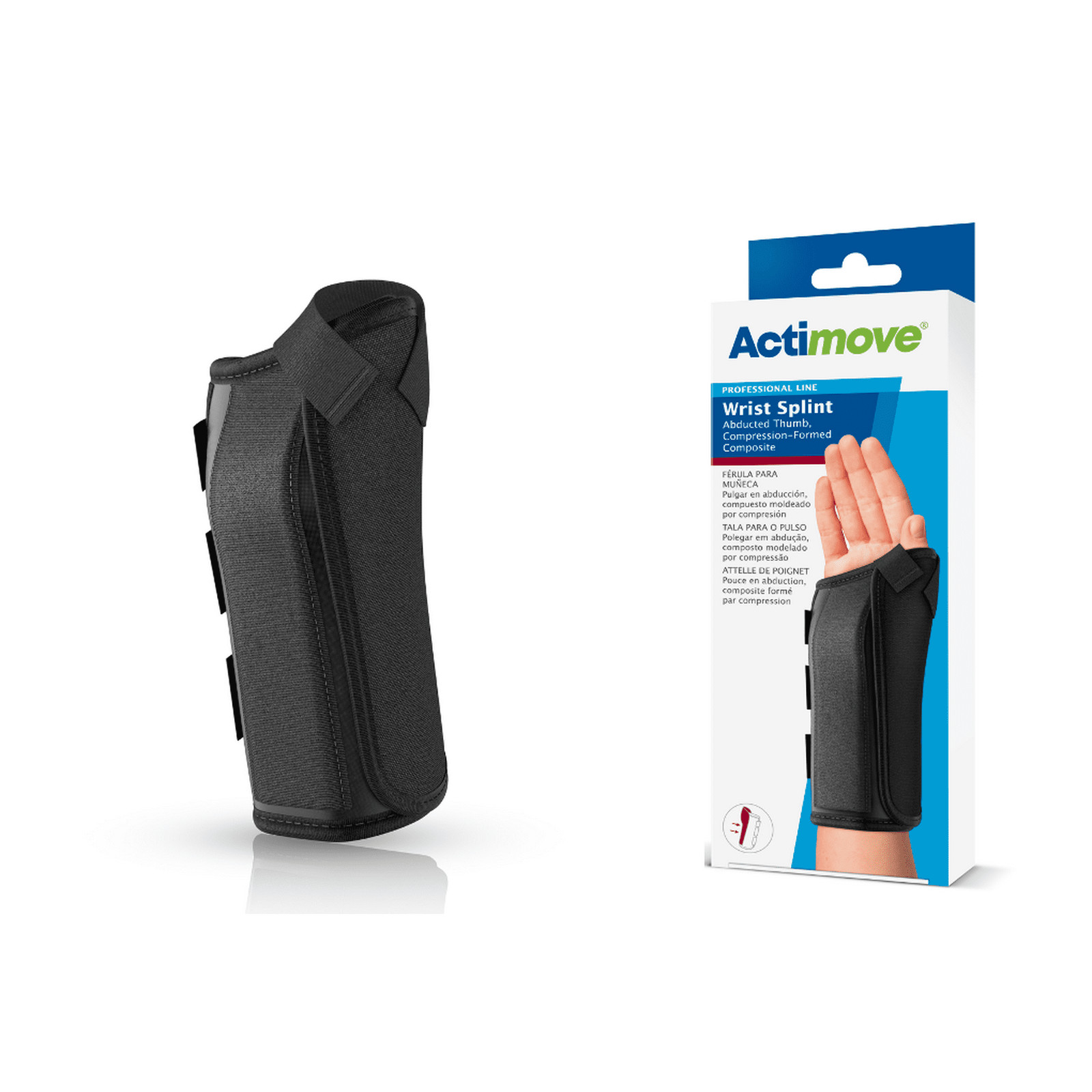 Actimove Wrist Splint w/Abducted Thumb Left Black Large (7-1/2″ – 8-1/2″)
