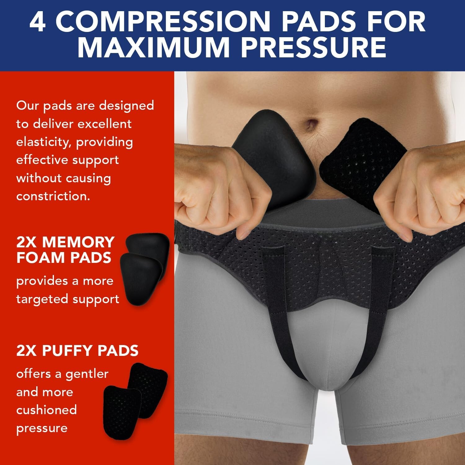 Men Inguinal Hernia Support Belt Double Groin Hernia Pain Relief Truss Brace Med