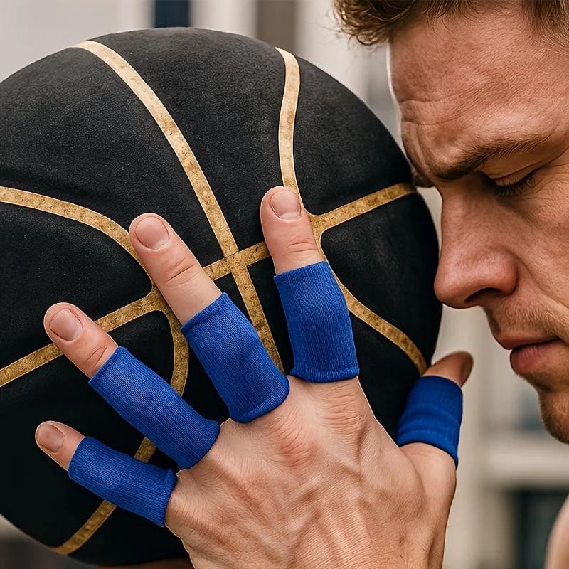 10pcs Elastic Finger Sleeves Compression Breathable Support for Basketball Sport