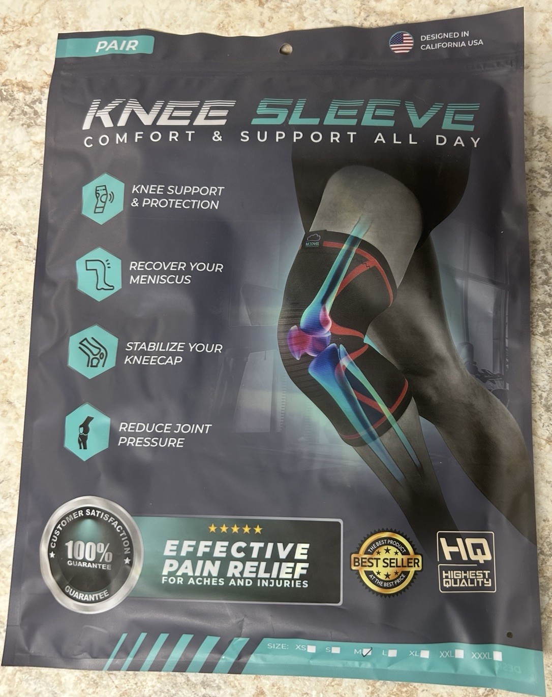 NEW IN BAG Modvel Knee Compression Sleeves Sz Medium Set of 2 All Day Support