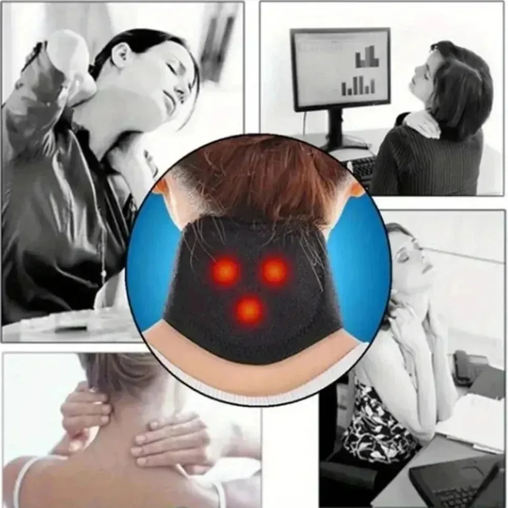 Self Heating Magnetic Neck Support Brace Pain Relief Cervical Collar HeatPad Set