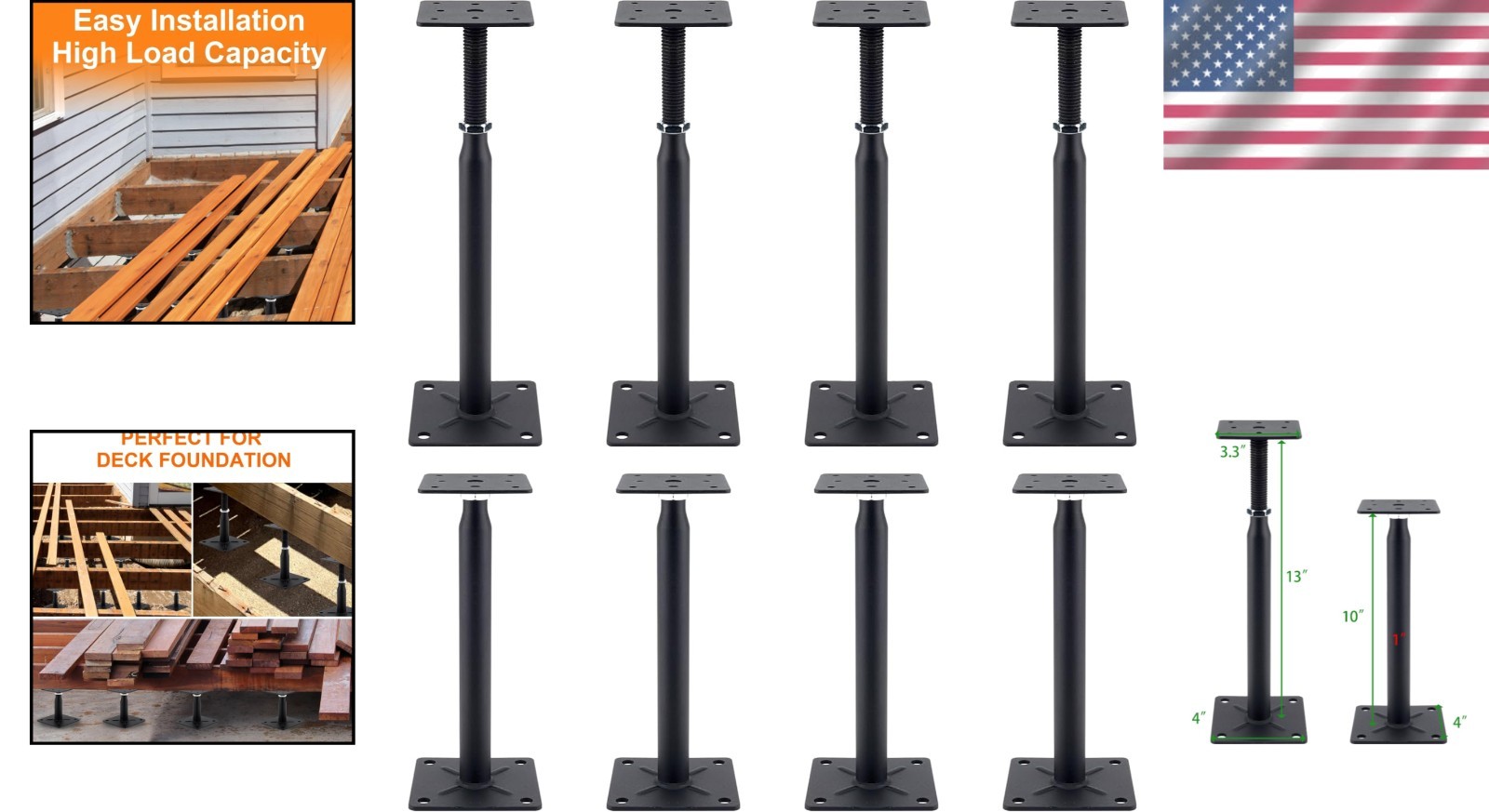 Versatile Adjustable Support Jack for RV and Floor Stabilization – 10″ to 13″