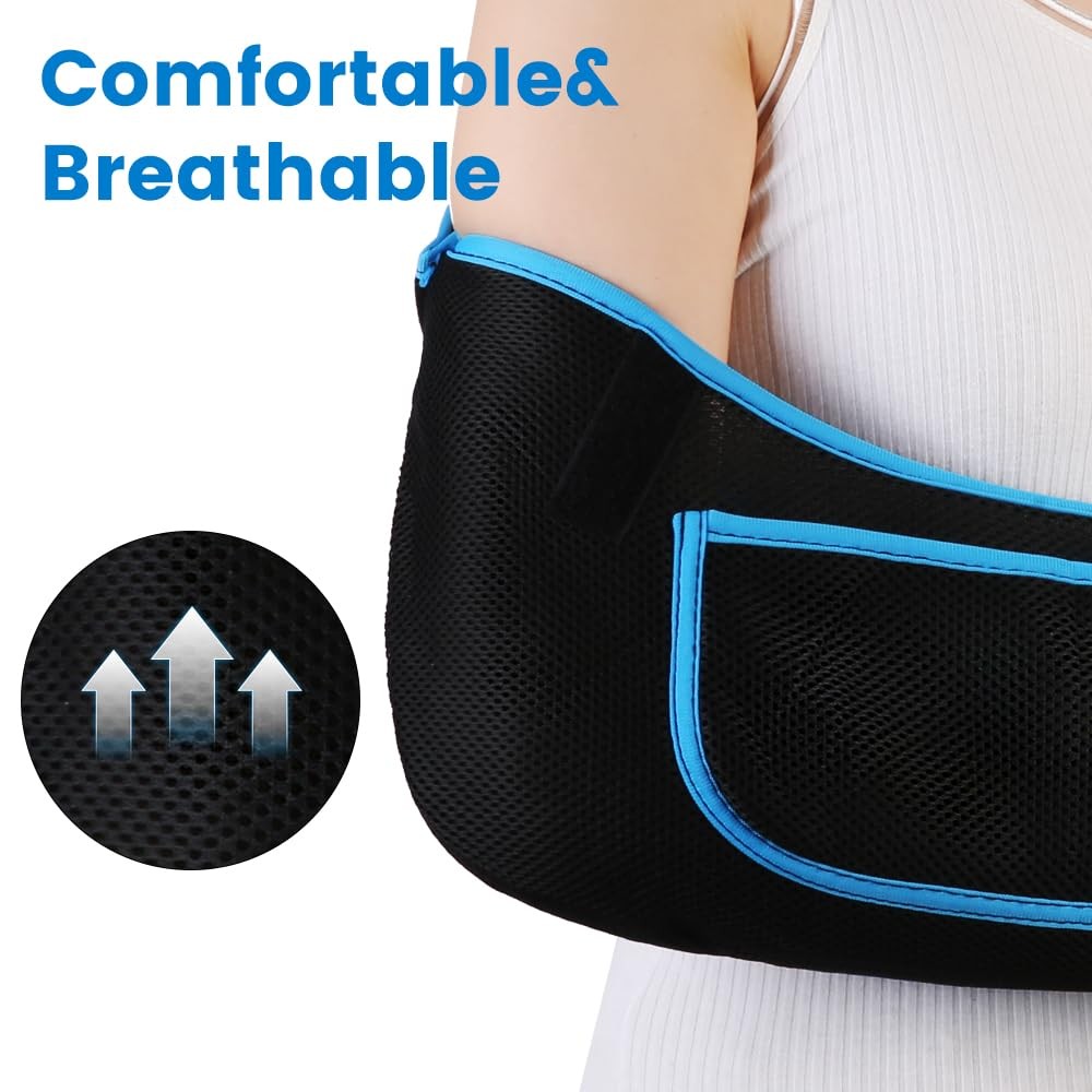 Arm Sling, Lightweight & Breathable Medical Sling with M (Middle), Blue