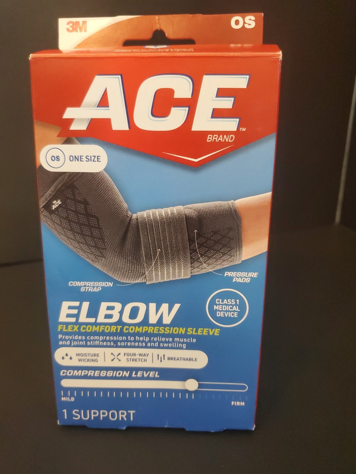 ACE Brand ELBOW FLEX COMFORT COMPRESSION SLEEVE OS One Size NEW In Box