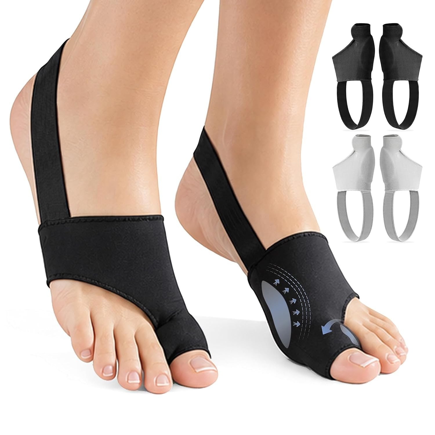 Bunion Corrector Sleeves Toe Separators Gel Cushion Pads Heel Strap Lycra 4 Pack