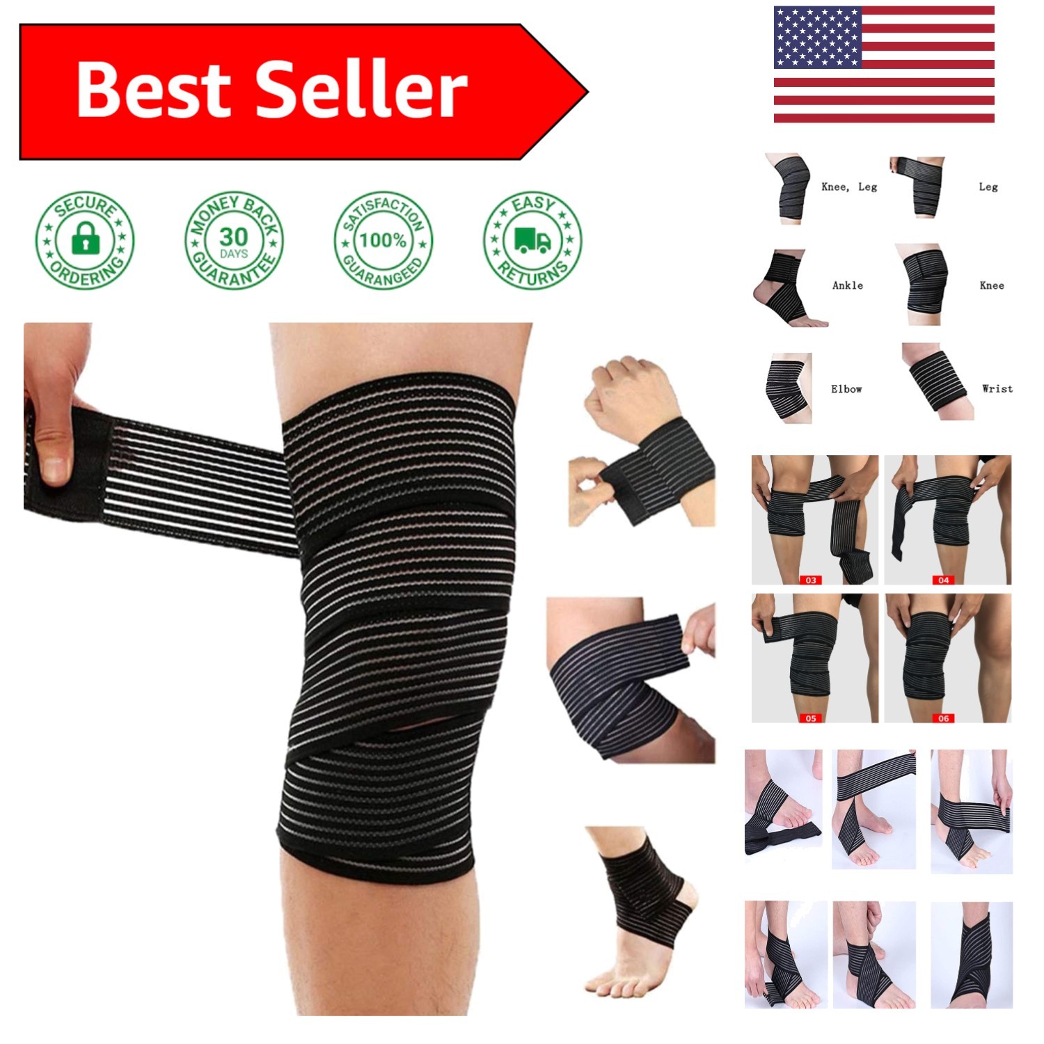Breathable Elastic Knee Support Wrap – Effective for Plantar Fasciitis & Sports