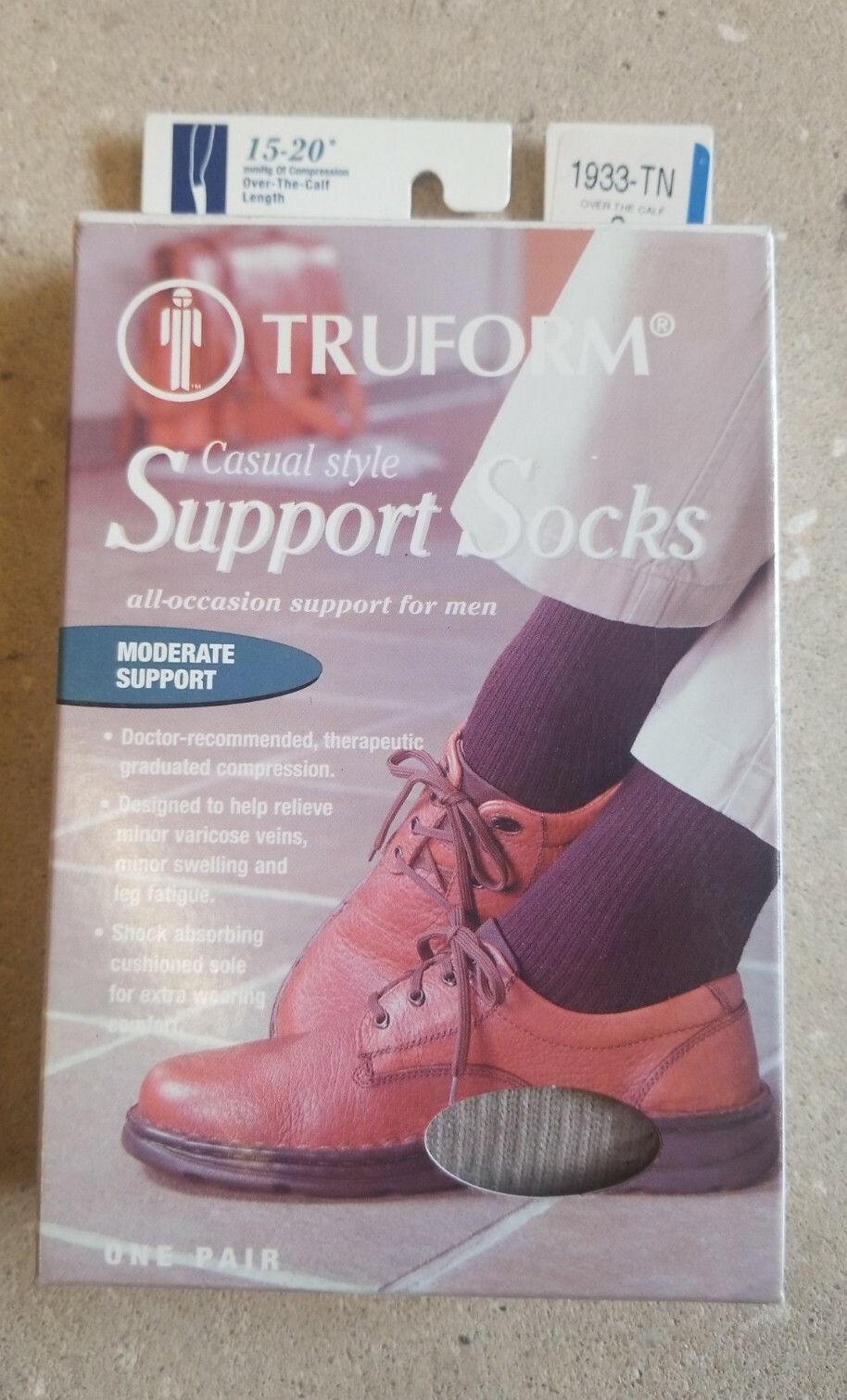 TruForm Mens Casual Style Support Socks All Occasion 15-20mmHg, Moderate support