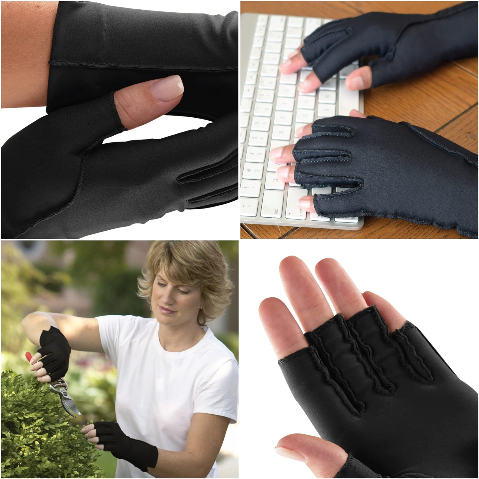 Therapeutic Compression Gloves for Arthritis and Edema Small Black