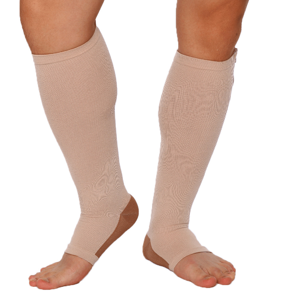 Copper Zipper Compression Socks Leg Support Stockings Men Women 20-30mmHg Gift