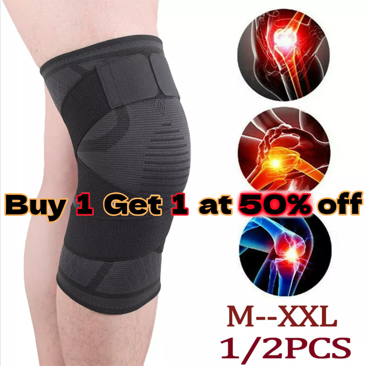 Knee Brace Support Compression Sleeves Gym Weightlifting Crossfit With Strap US
