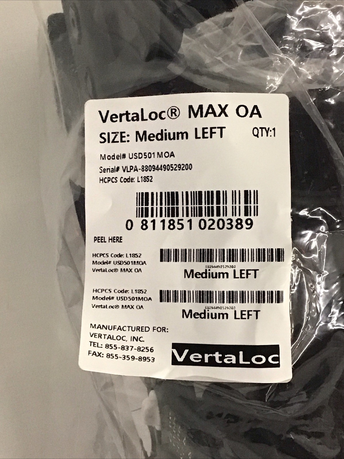 VertaLoc MAX OA Hinged Knee Brace Medium Left Adjustable NEW