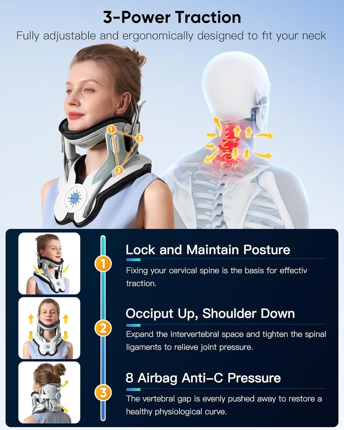 WHITE – GENERIC CERVICAL TRACTION DEVICE AIR COLLAR: INFLATABLE NECK STRETCHER