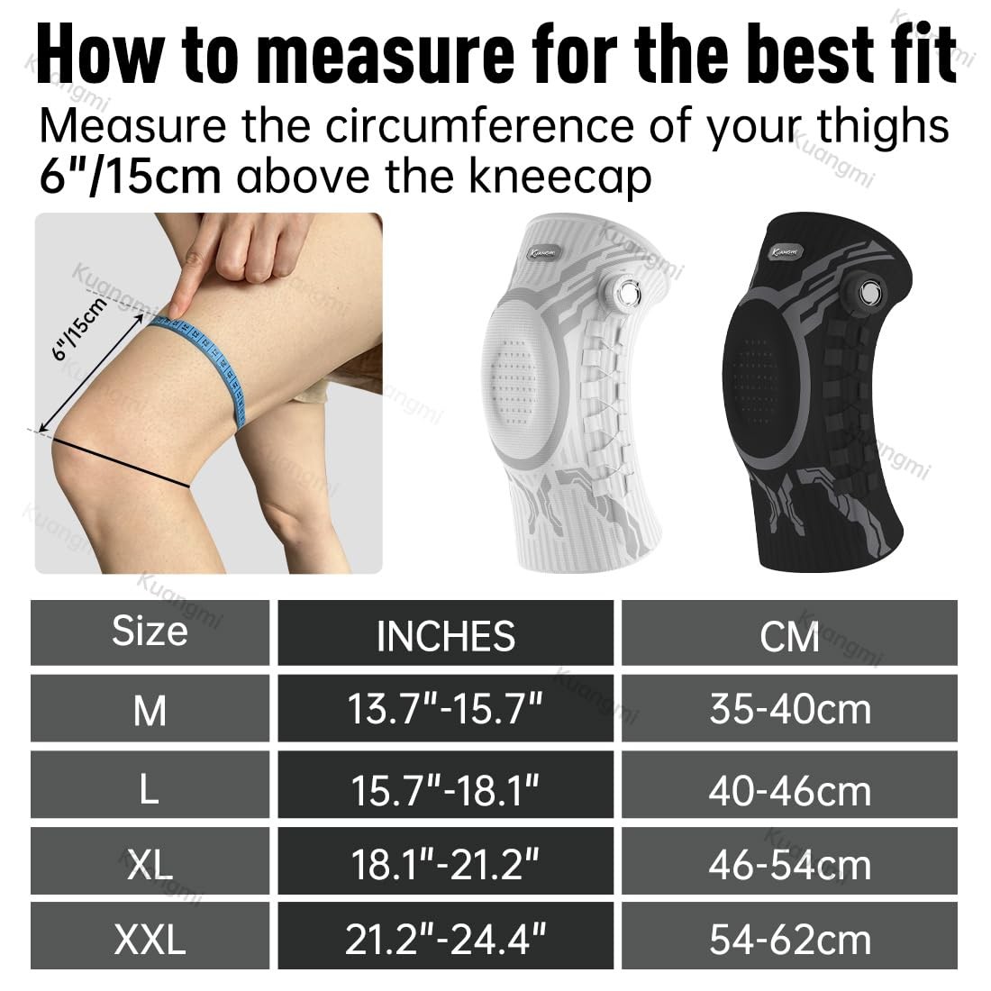 Kuangmi Smart Knee Brace with Adjustable Compression Knob, Micro-Adjustable S…