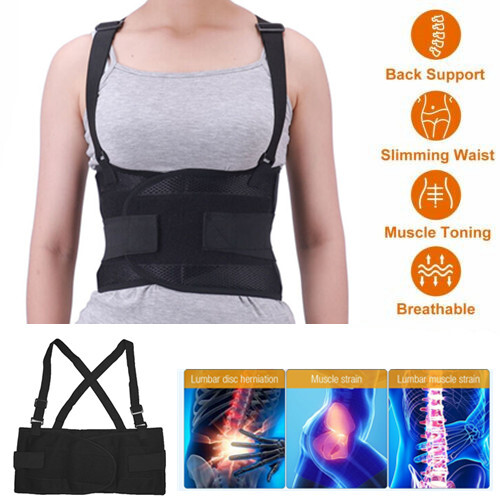 Heavy Duty Weight Lift Lumbar Lower Back Waist Support Belt Brace Suspender Work