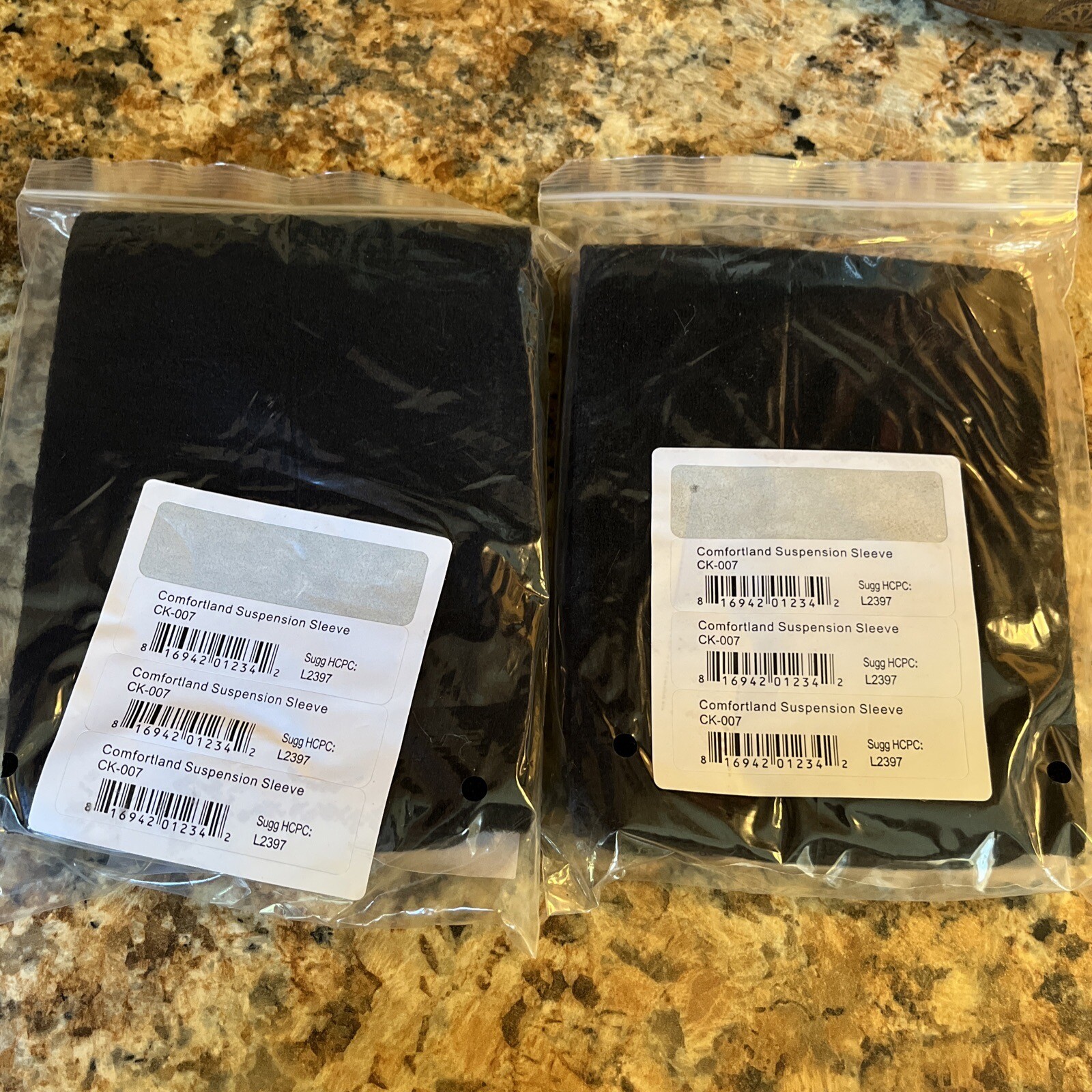 TWO Brand New Comfortland Medical CK‑007 Black Suspension Sleeves