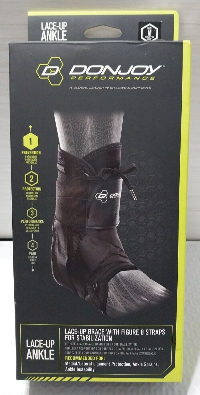 DonJoy Performance Lace-Up Ankle Brace Black Medium 12-13″ *NEW*