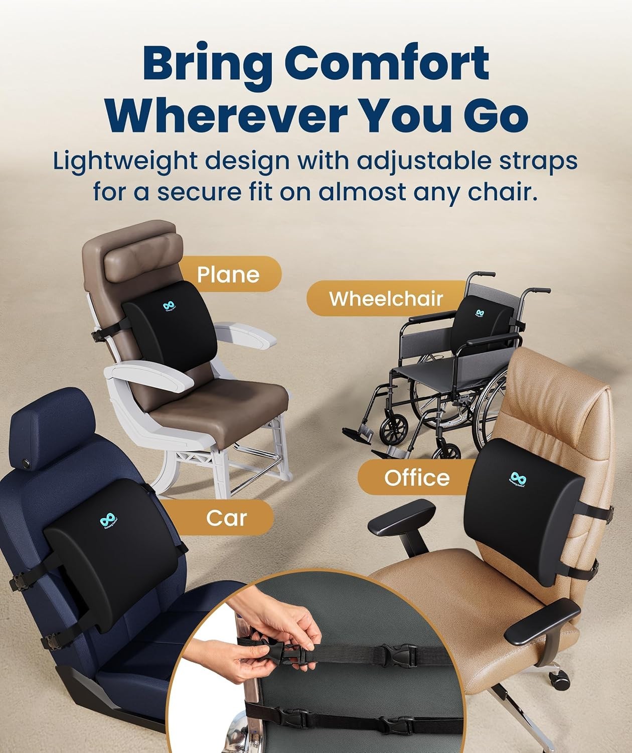 Everlasting Comfort Lumbar Support Pillow Memory Foam Office, Car Back Chair