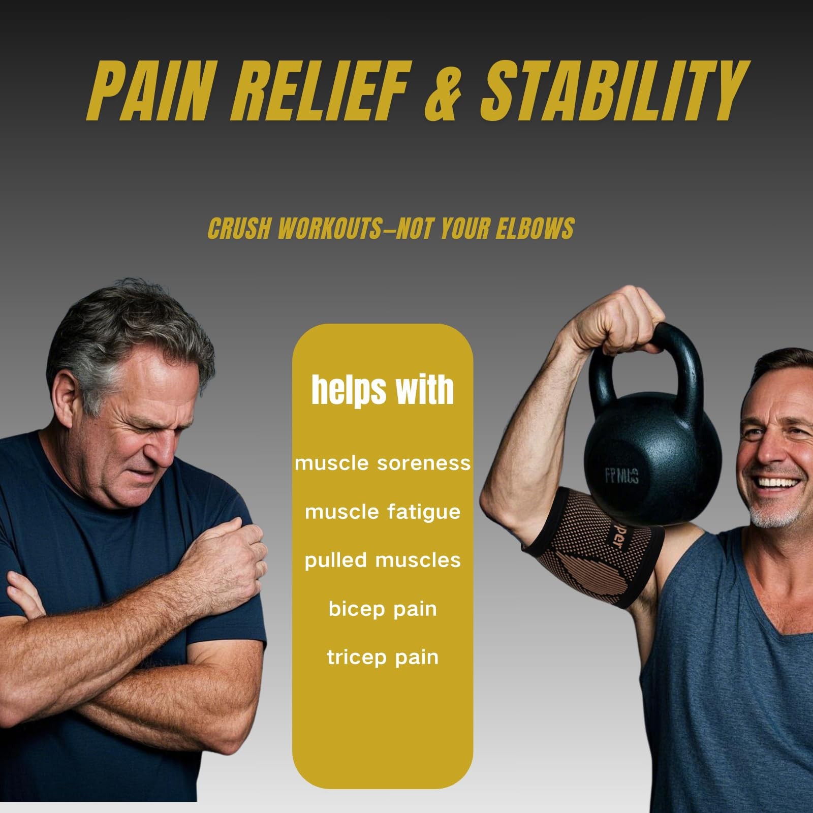 1 Pair Upper Arm Bicep Compression Sleeve Tendonitis Brace for Pain Relief, L