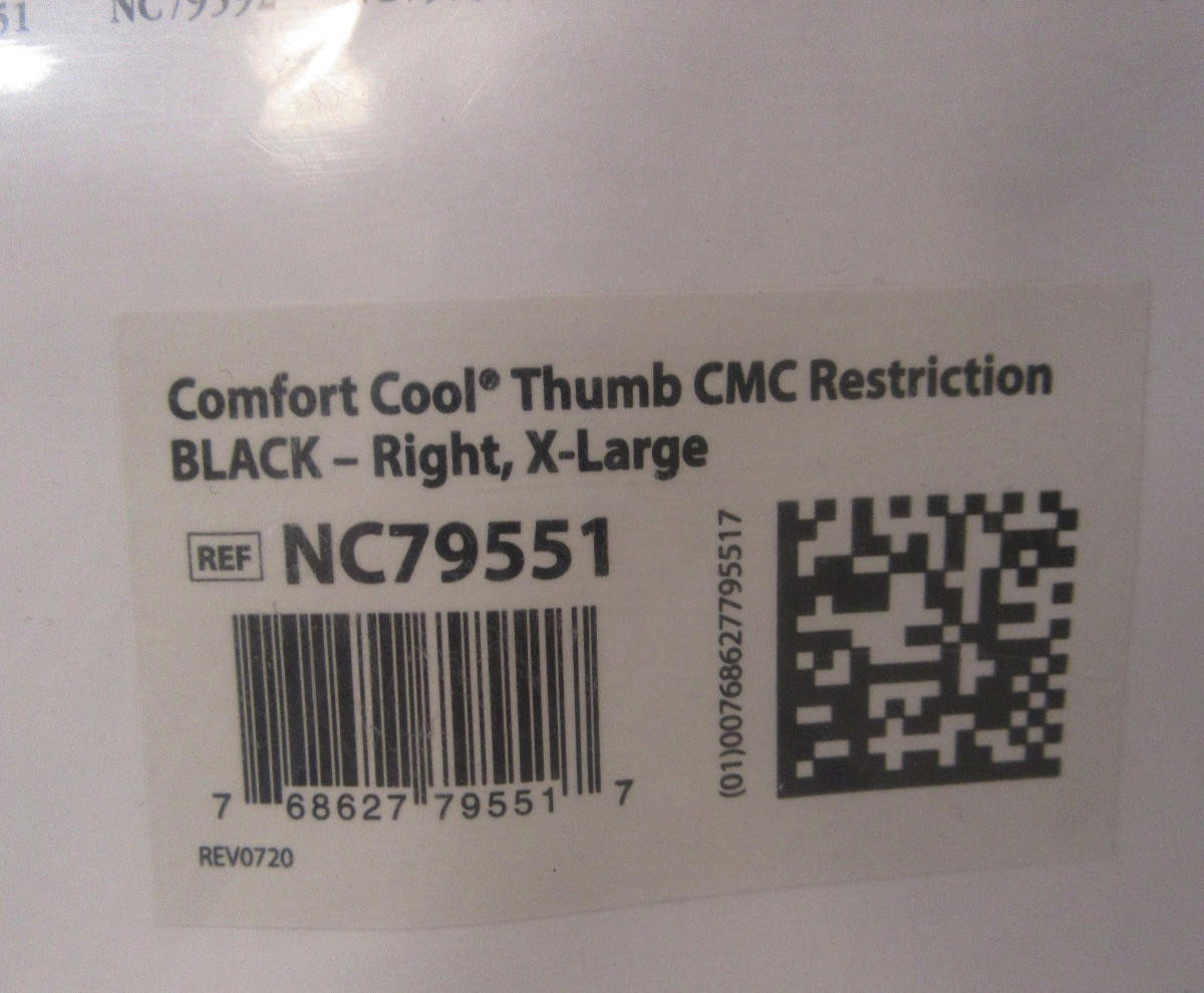 NEW Comfort Cool Thumb CMC Restriction Splint BLACK RIGHT X LARGE NC79551