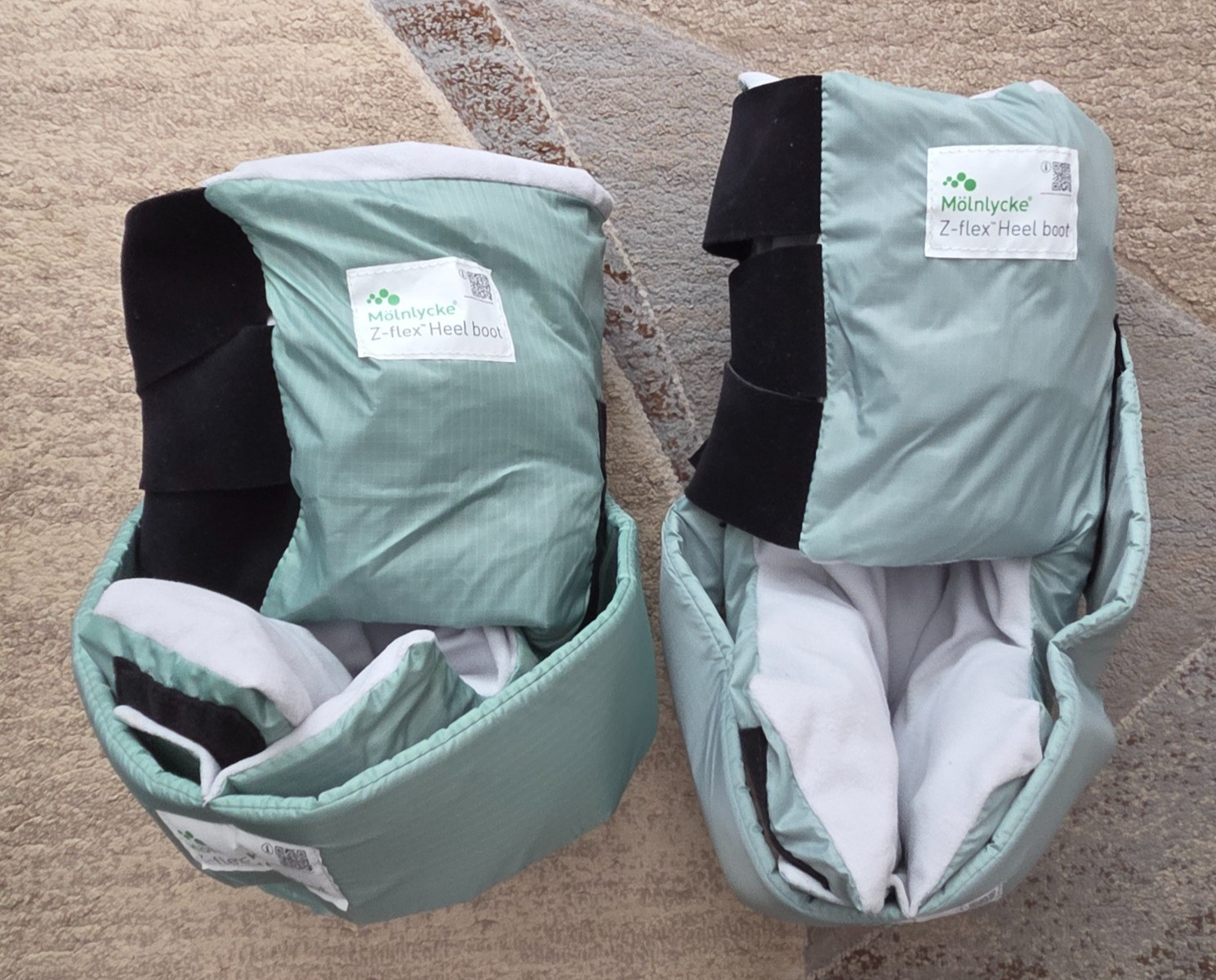 2 Molnlycke Z-Flex One Size Fluidized Heel Boots Preventing Pressure Ulcer Gray