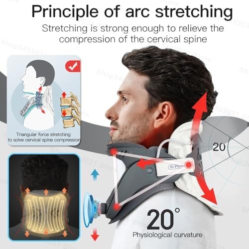 Inflatable Cervical Decompression Neck Brace with Wireless Pump Hot & Cold Pads