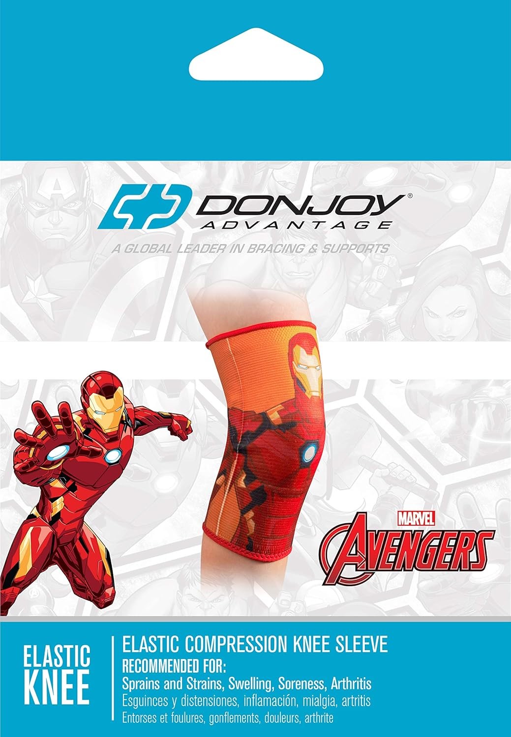Marvels Iron Man Elastic Compression Knee Sleeve PEDIATRIC