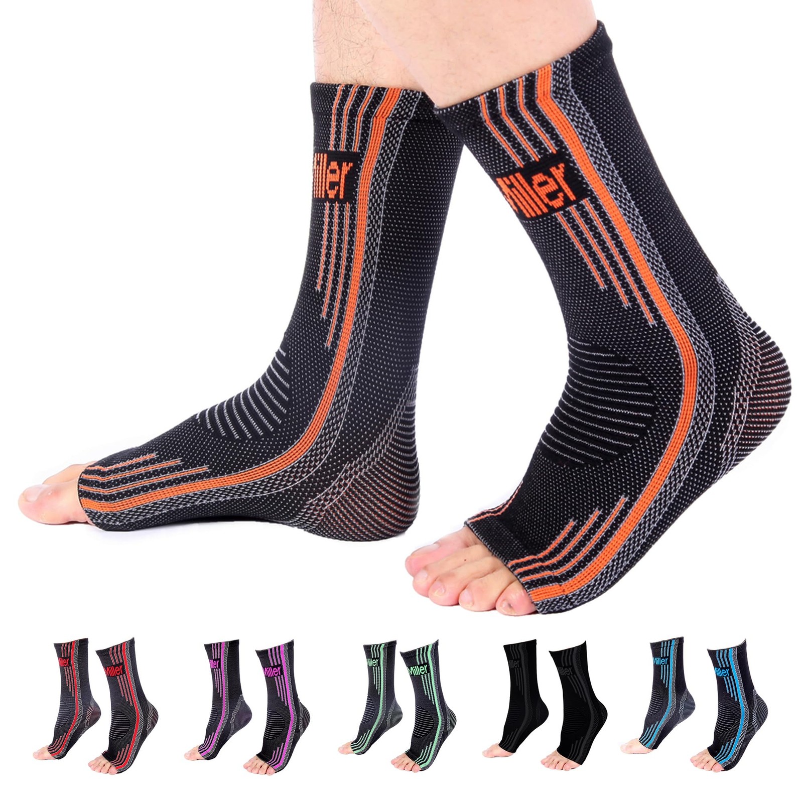 1 Pair 20-30 mmHg Ankle Compression Sleeve Plantar Fasciitis Support
