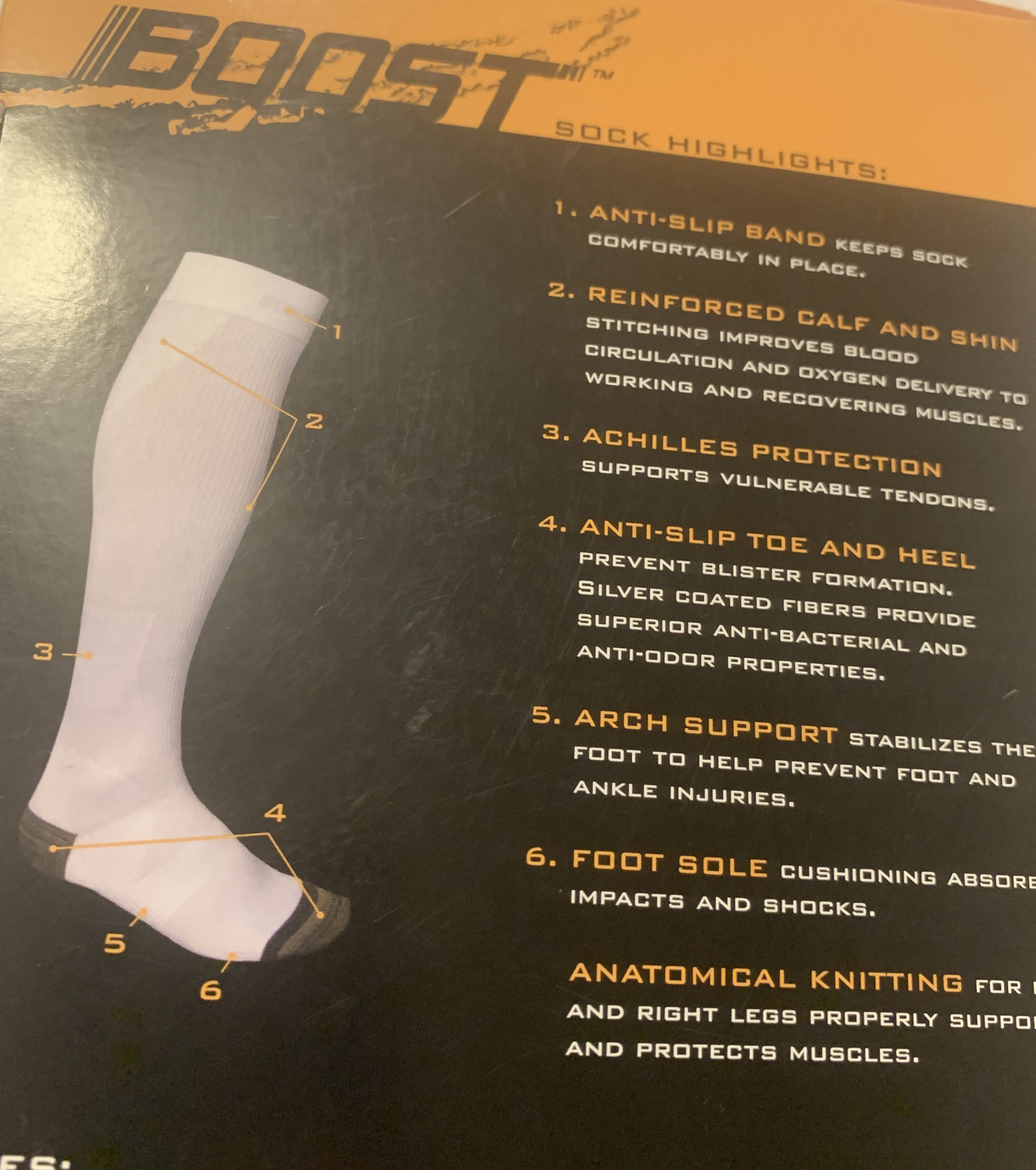Boost Athletic Compression Socks for Men & Women (20-30mmHg) Black/Black Size B