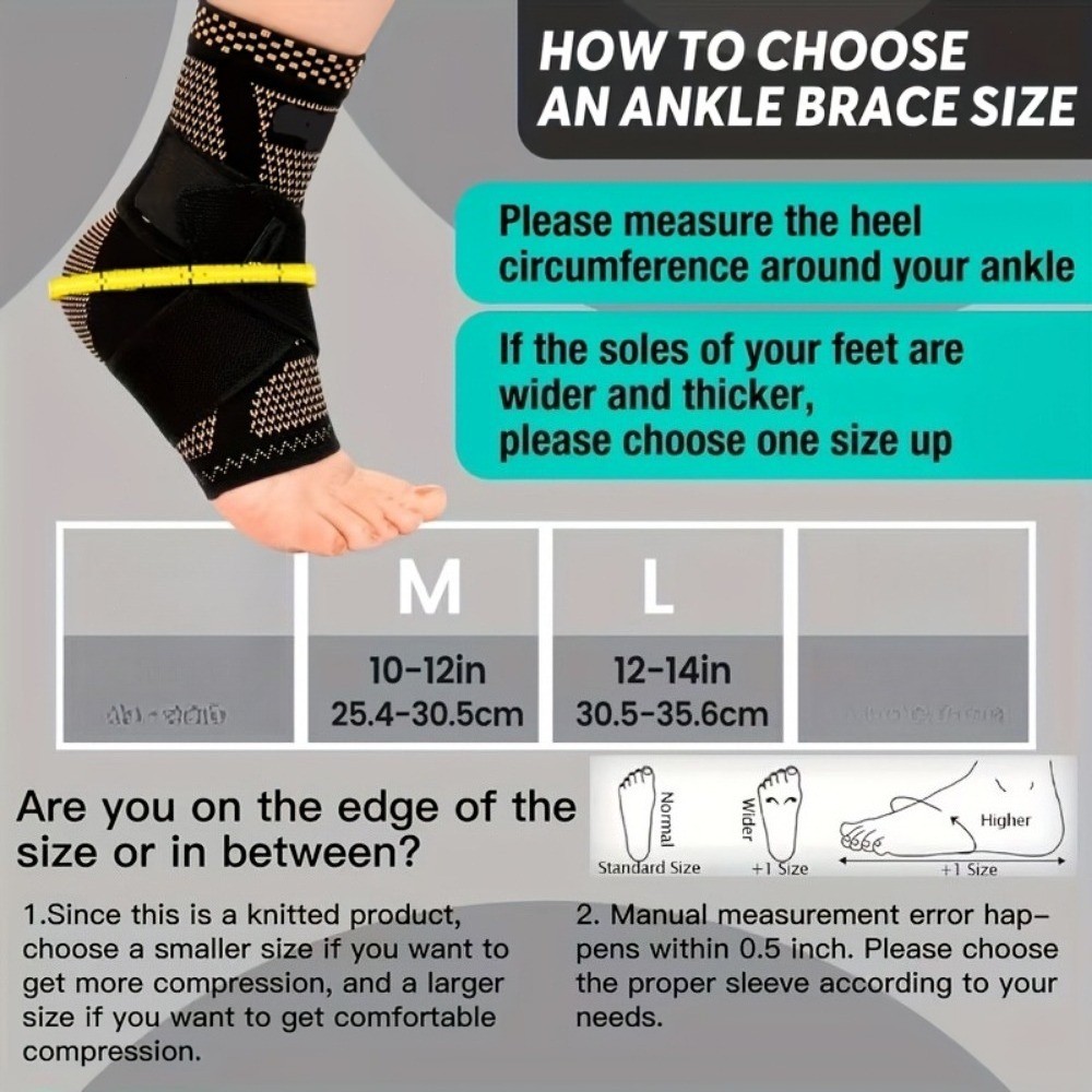 Adjustable Copper Compression Ankle Brace Support for Joint Pain & Sprain Relief
