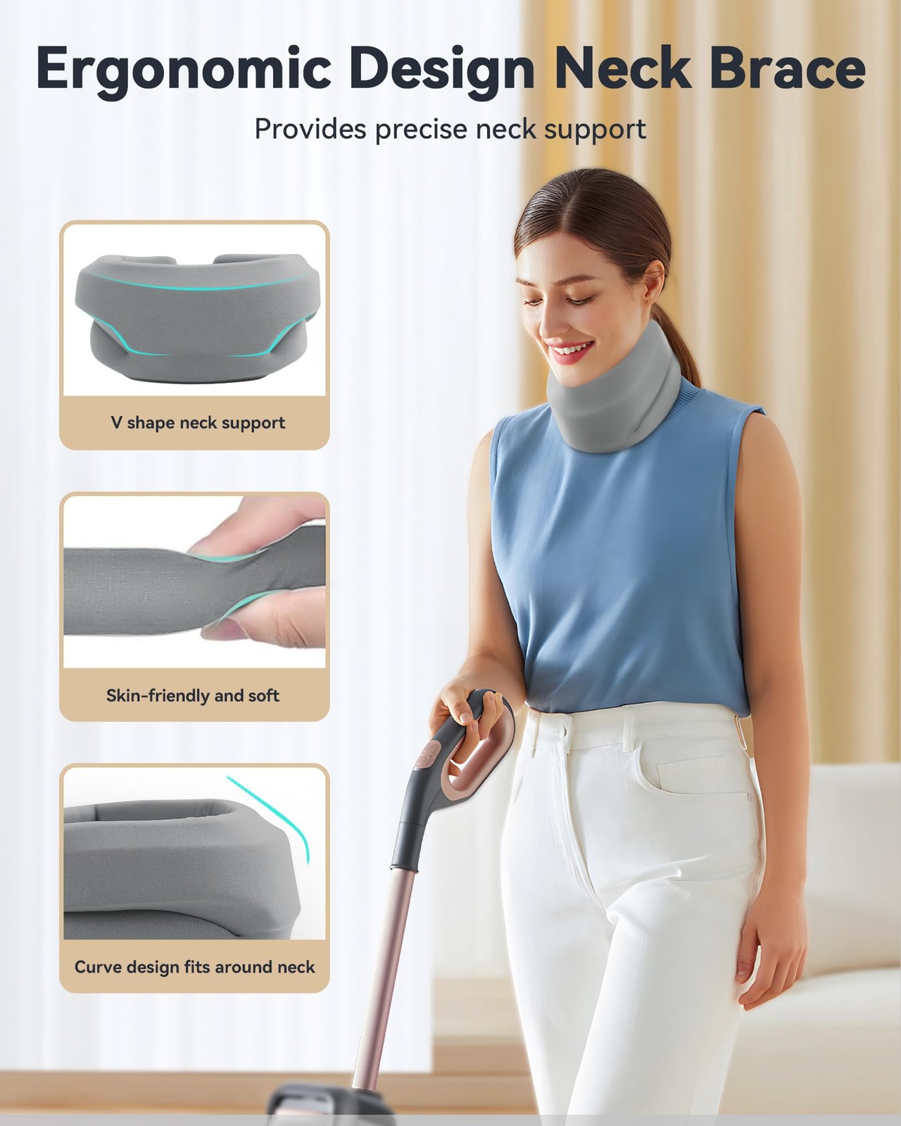 BETOVIN Neck Brace Cervical Collar Neck Support Brace for Sleeping, Soft Foa…