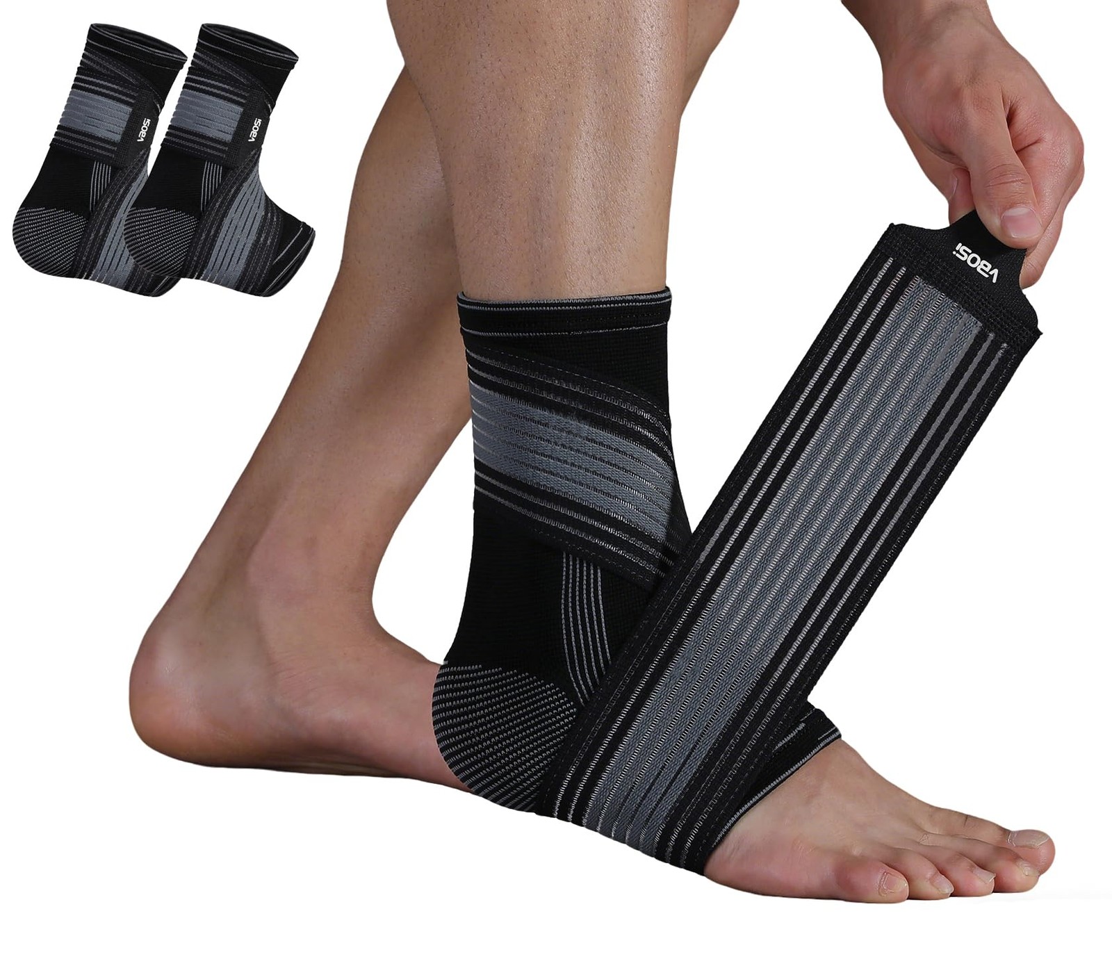 2 PCS XLarge Black Adjustable Compression Ankle Sleeve Plantar Fasciitis Brace
