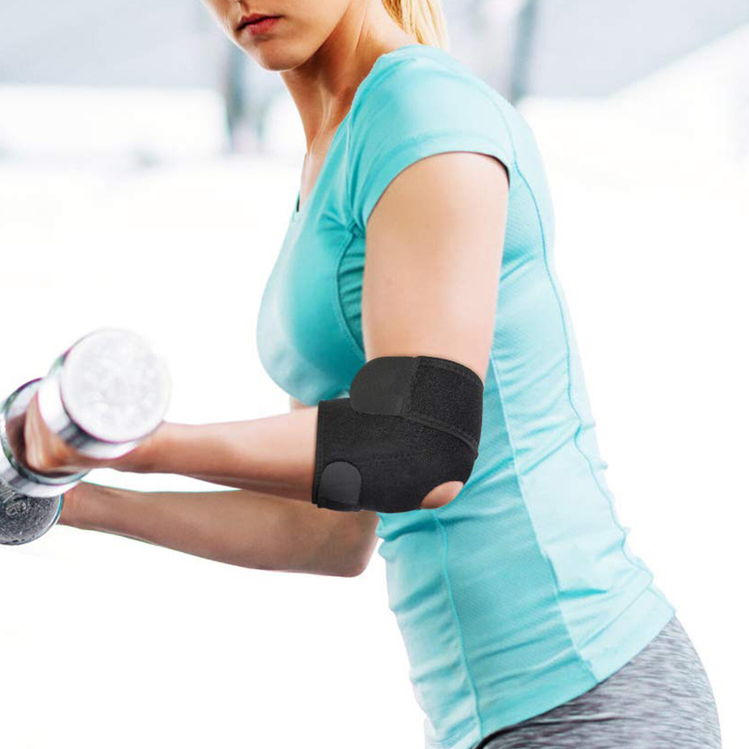 Adjustable Elbow Support Dual-Spring Stabilizer Arm Brace Gel Pad Sport Gym Wrap