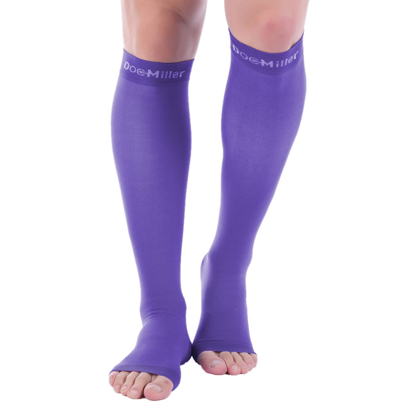 Doc Miller Open Toe Socks Compression Stockings 20-30mmHg Sleeves, Varicose Pain