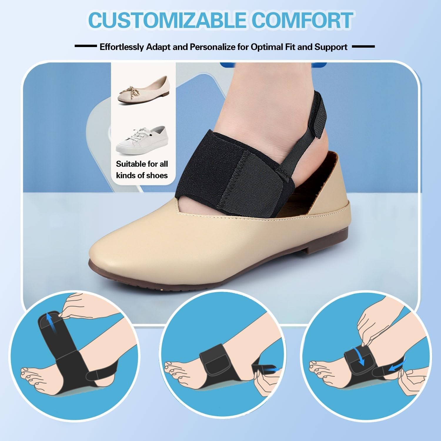 Arch Support Brace Pair Compression Sleeves for Flat Feet Plantar Relief