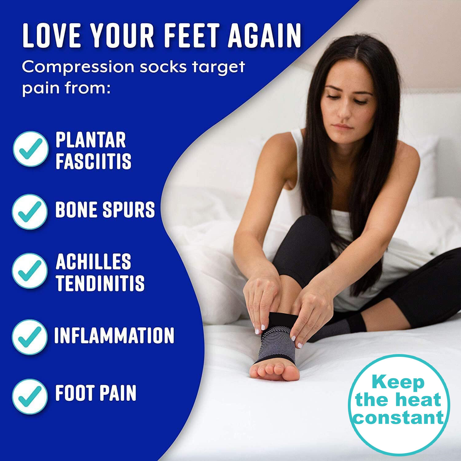 2 x Plantar Fasciitis Compression Socks Heel Foot Arch Pain Relief Support Pair