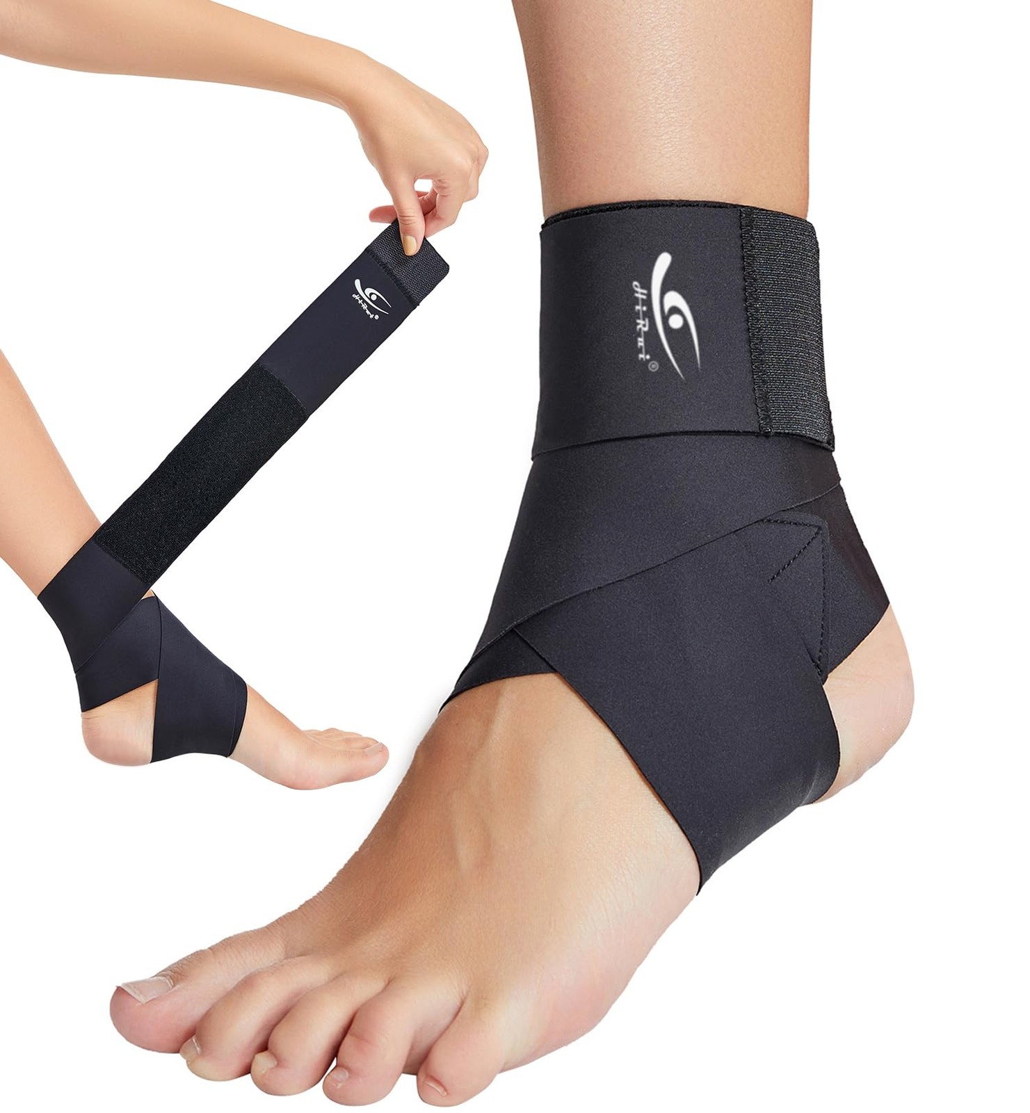 HiRui Ultrathin High-Elastic Ankle Wraps Brace Small (Pack of 2), Black