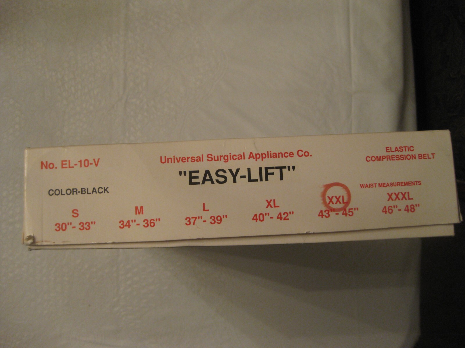 NWB UNIVERSAL SURGICAL APPLIANCE CO. “EASY-LIFT” EL-10-V ‘VENTED’ SIZE XXL BELT