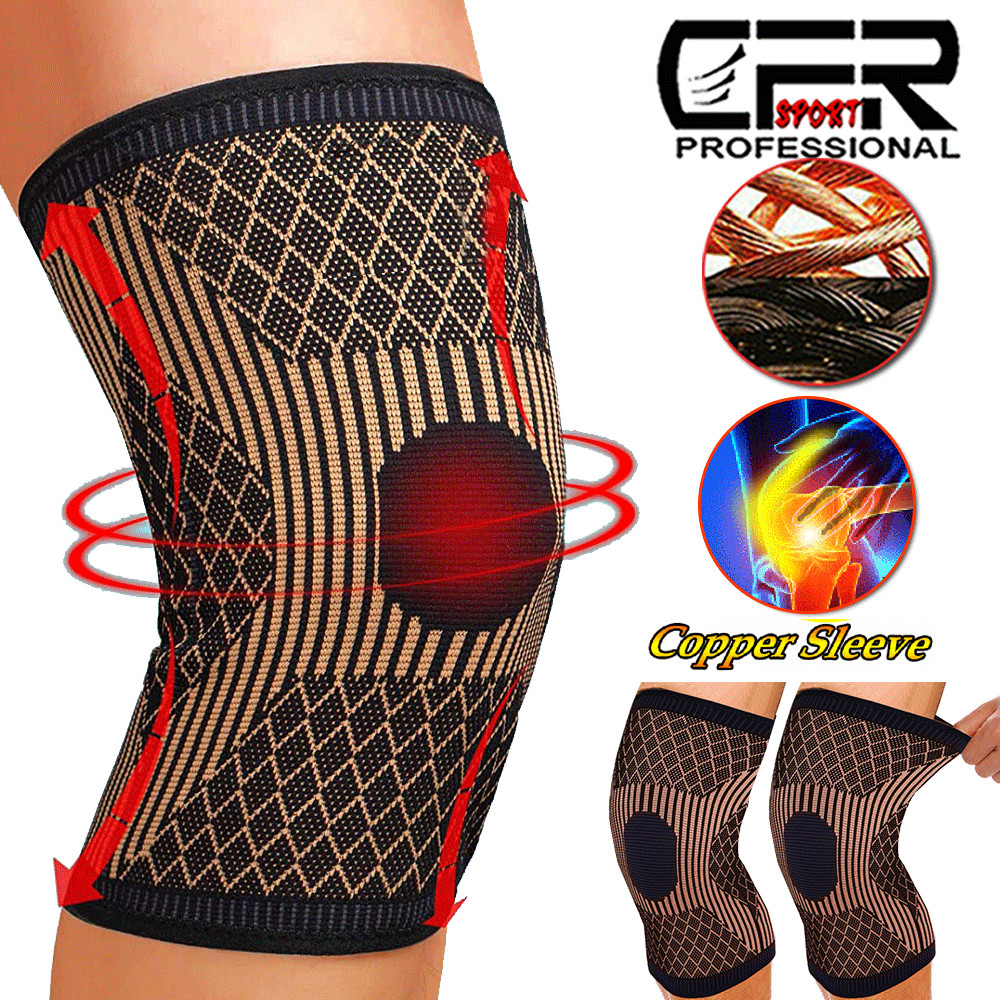 Copper Knee Sleeve Compression Brace Support Sport Joint Arthritis Pain Relief