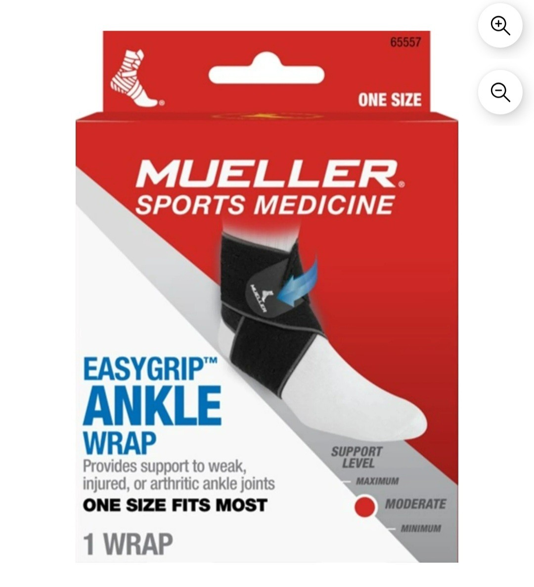 EasyGrip Ankle Wrap Mueller, One Size Fits Most, Moderate Support NEW