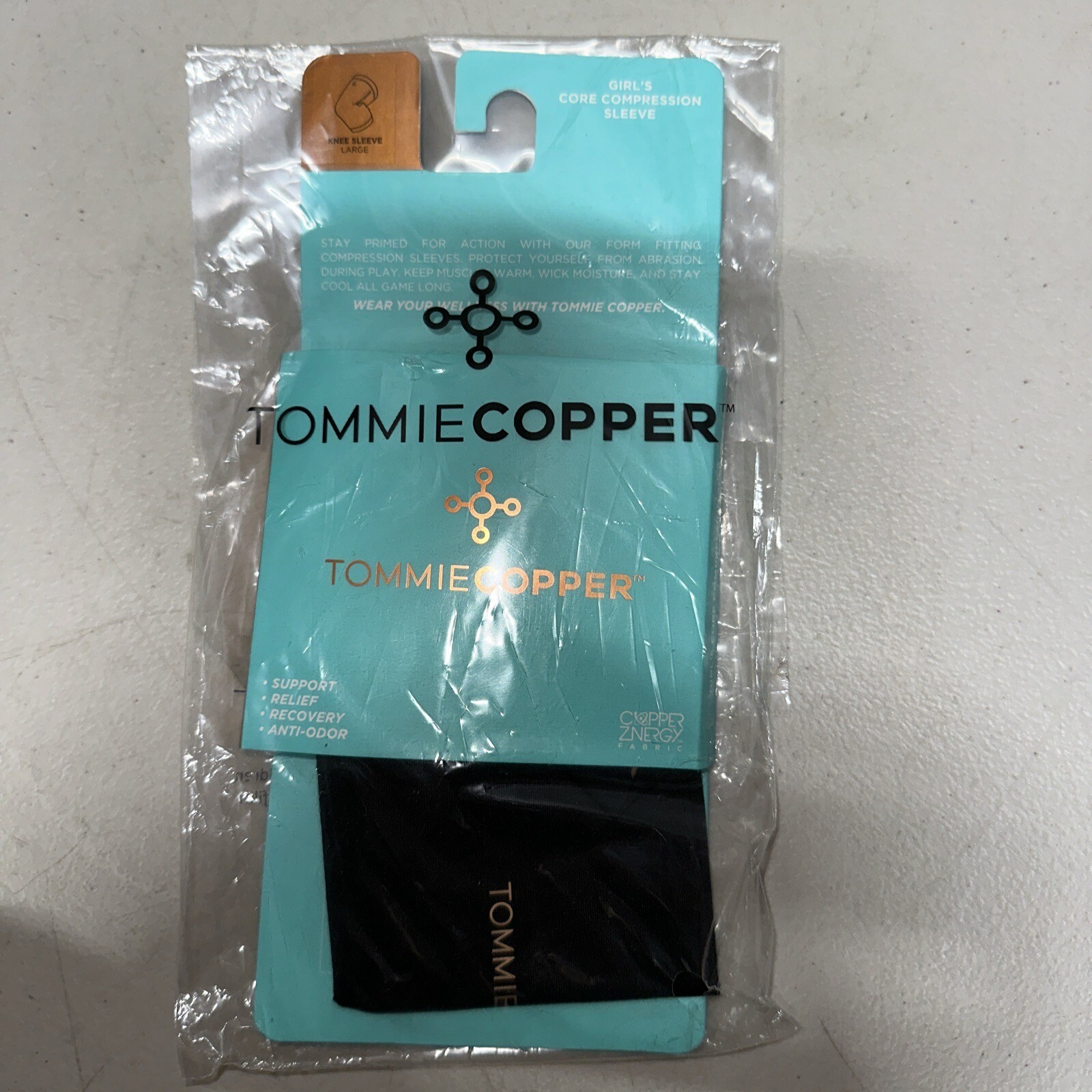 Tommie Copper Girls Core Full Arm Sleeve, Black, Size: Large