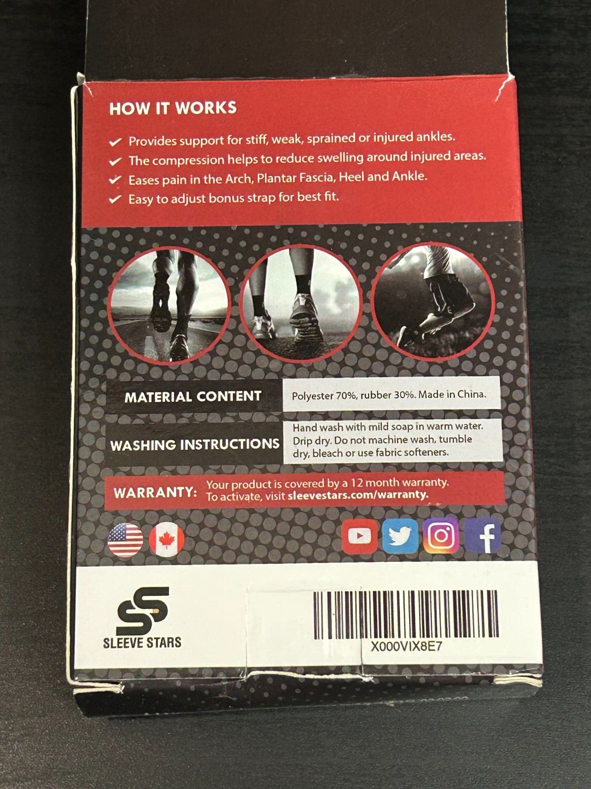 Sleeve Stars Ankle Support One Size Ankle Brace, SINGLE Ankle Brace – BLACK